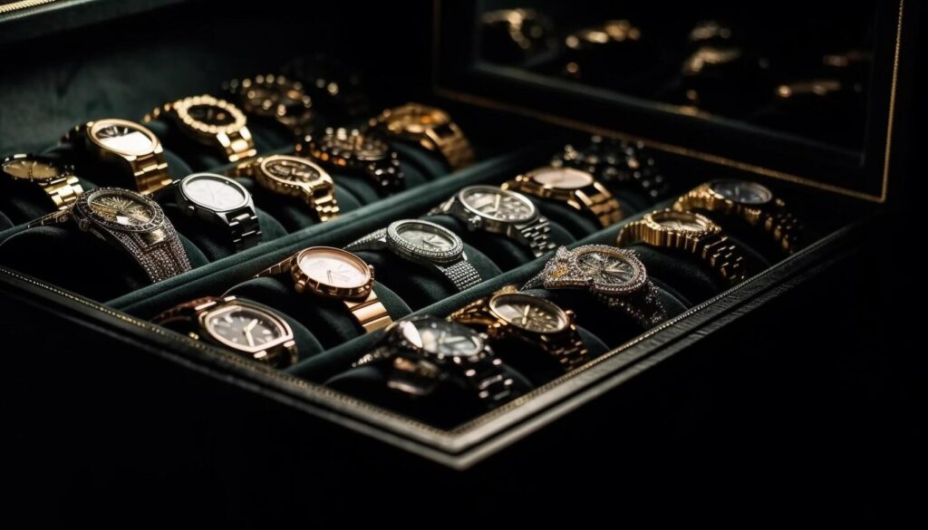 luxury watch collection shiny gemstones and metal generated by ai free photo