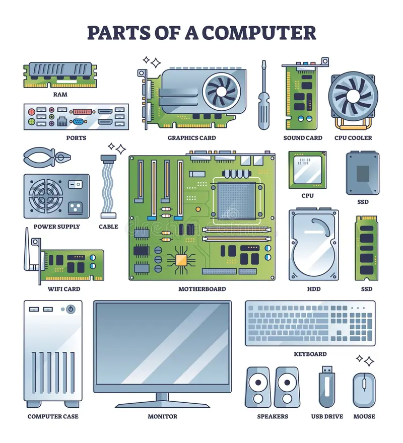 import products parts computer pc hardware components outline collection set parts computer pc hardware components outline 260201485